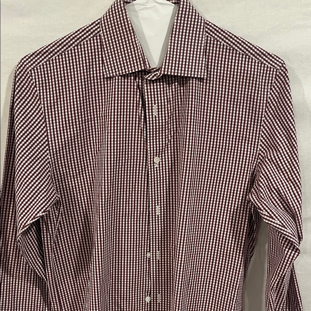Bonobos maroon or burgundy or garnet and white shirt 16x32 Slim